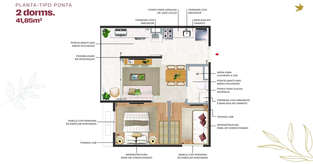 011 Brooklin Residence Riva: Tipo Ponta 41m²