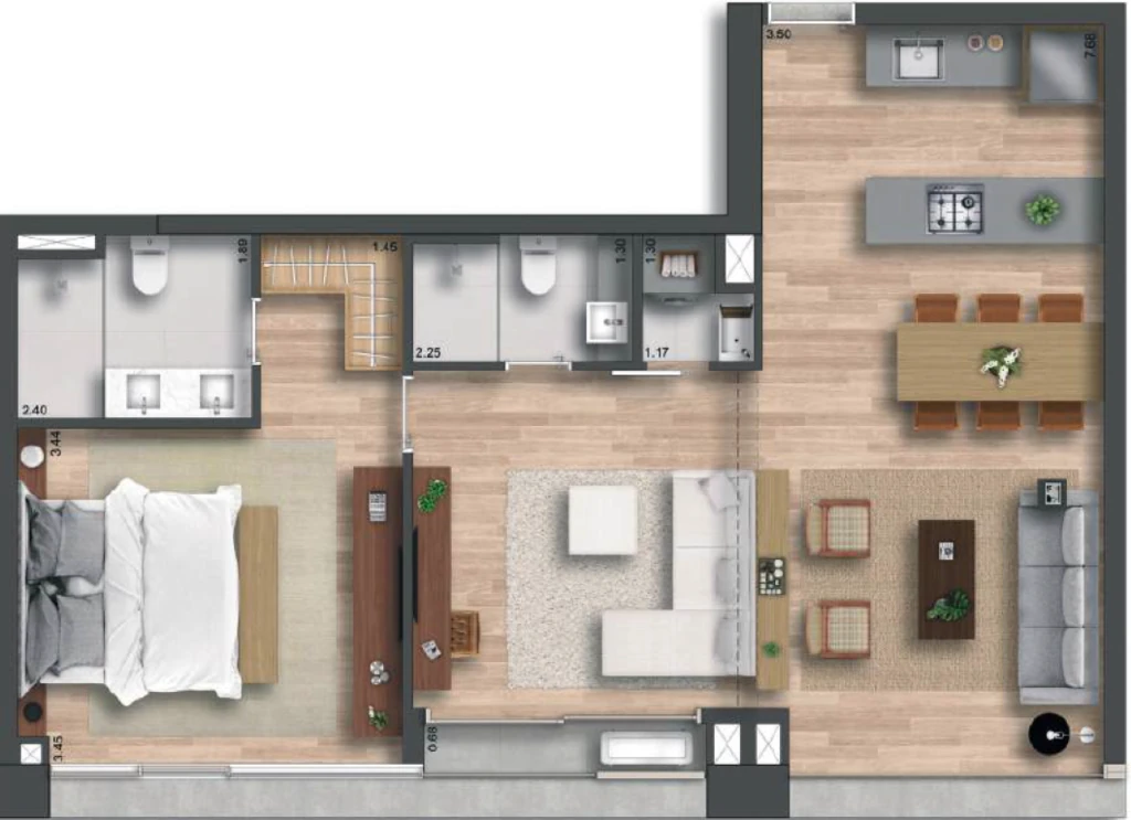 155 Jerônimo: 1 dorm 73m²