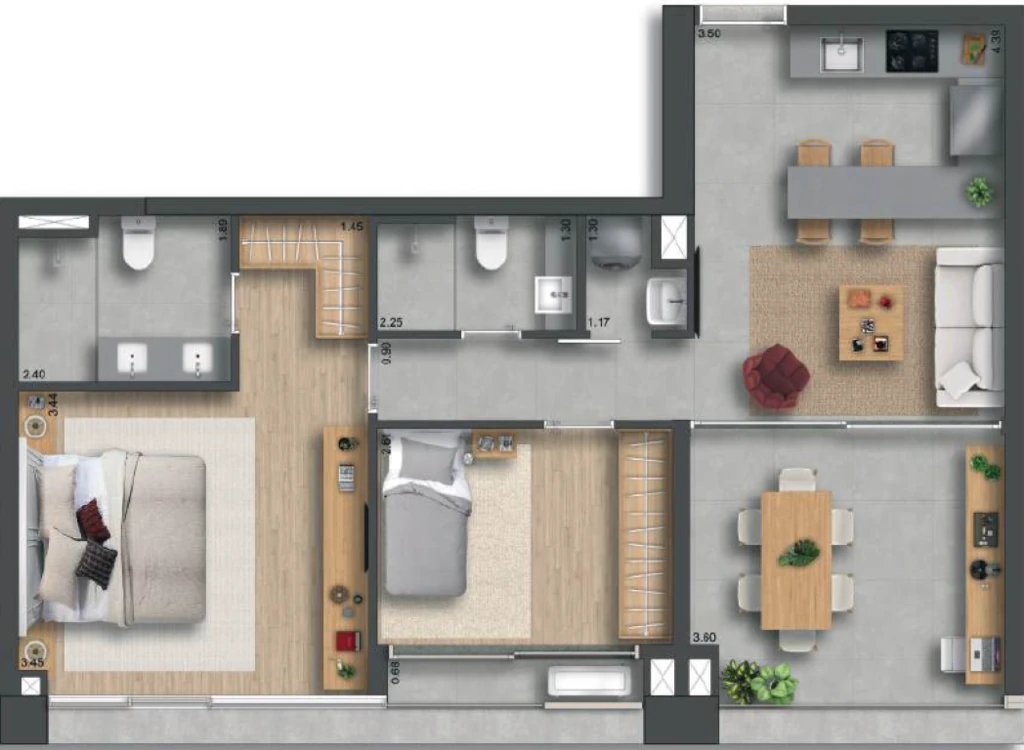 155 Jerônimo: 2 dorm 73m²