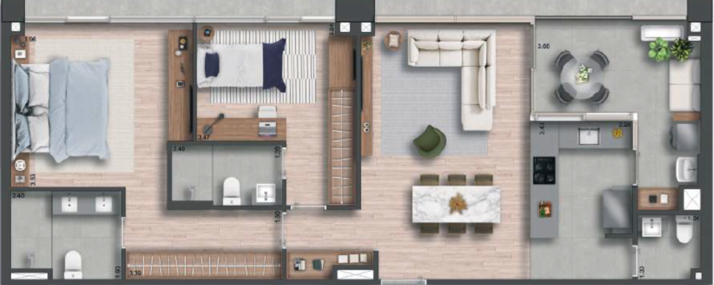 155 Jerônimo: 2 dorm 87m²