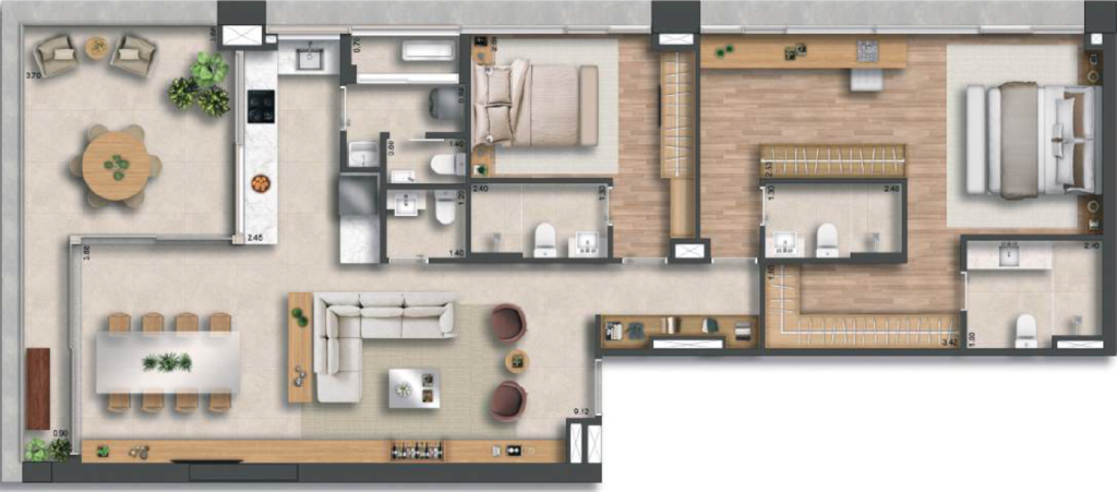 155 Jerônimo: 2 dorm 134m²