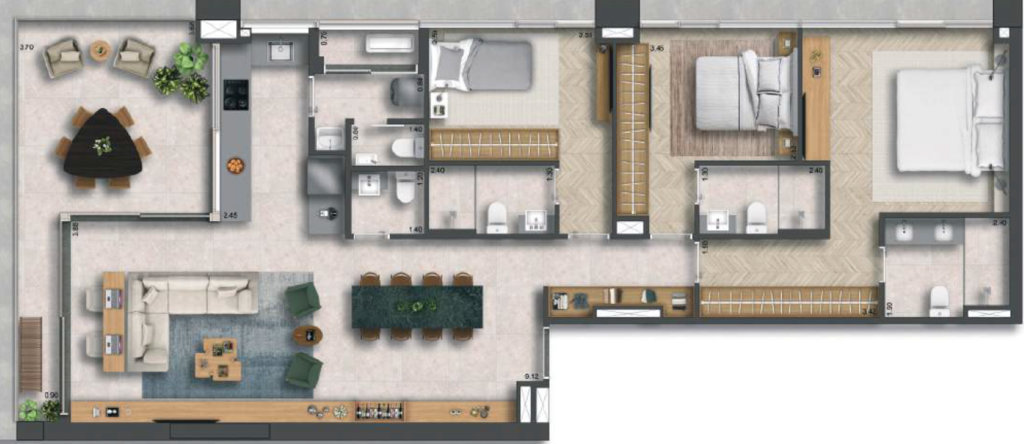 155 Jerônimo: 3 dorm 134m²