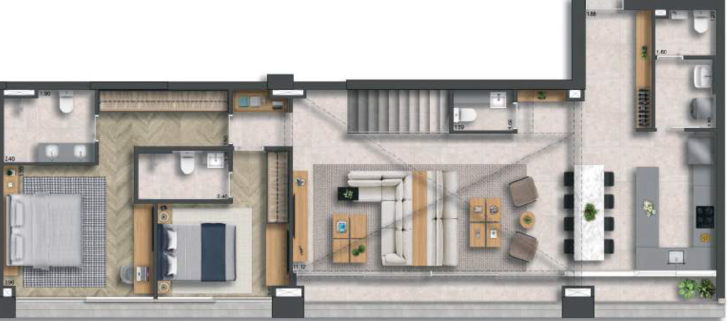 155 Jerônimo: 3 dorm 209m² duplex inferior