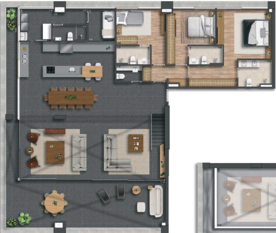 155 Jerônimo: 3 dorm 276m² duplex inferior