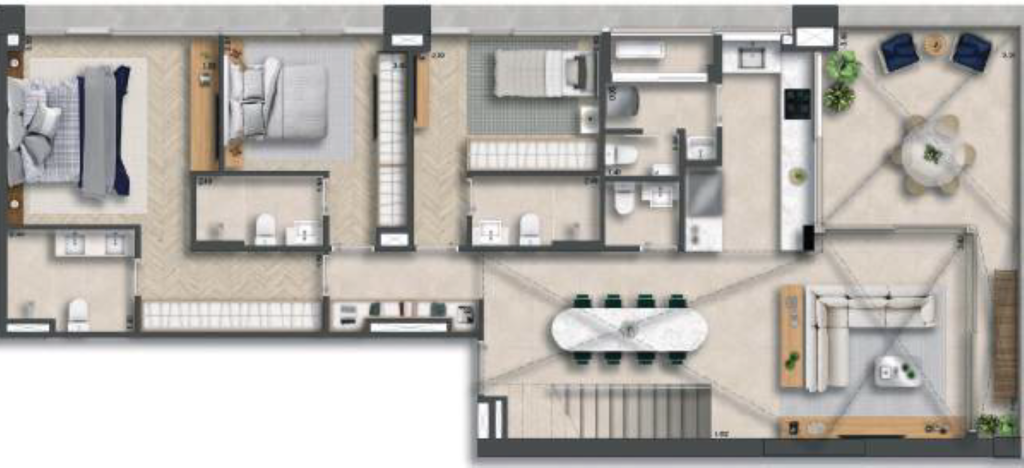 155 Jerônimo: 4 dorm 340m² duplex inferior