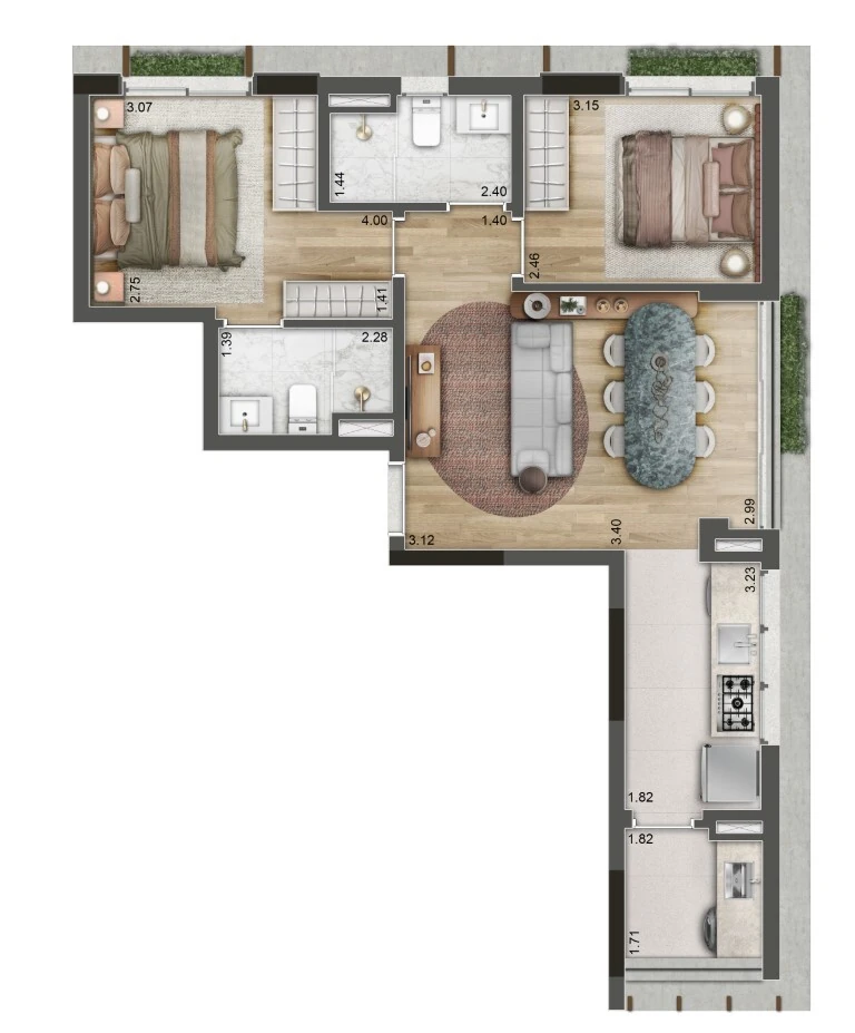 177 Jerônimo: 2 dorm 64m²