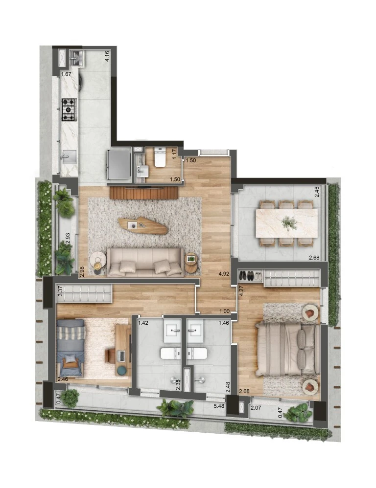 177 Jerônimo: 2 dorm 89m²