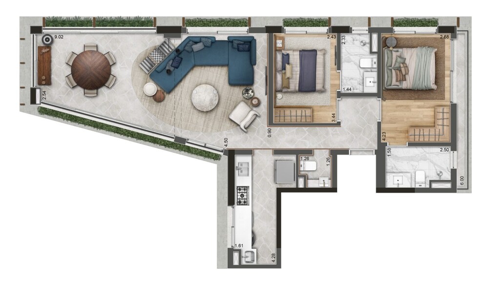 177 Jerônimo: 2 dorm 101m² opção