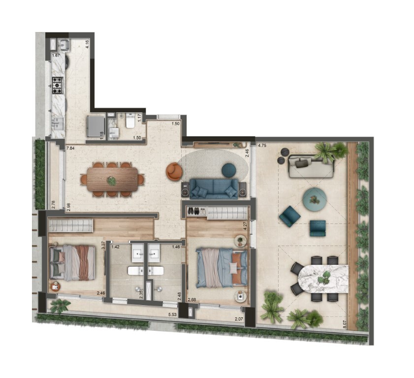 177 Jerônimo: 2 dorm 131m² garden