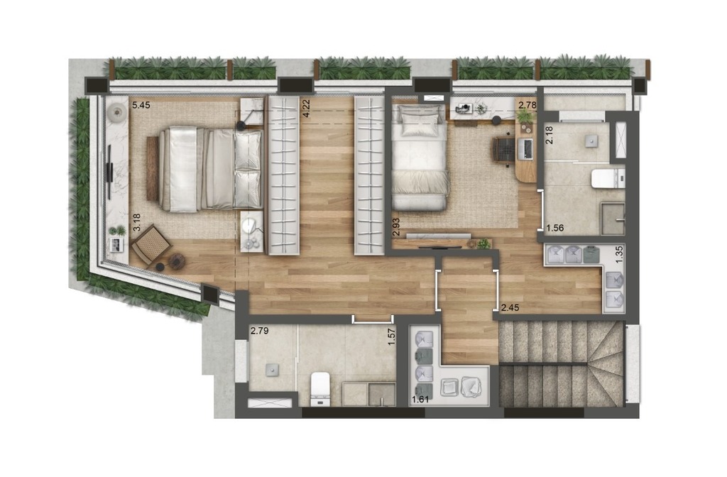 177 Jerônimo: 2 dorm 157m² duplex superior