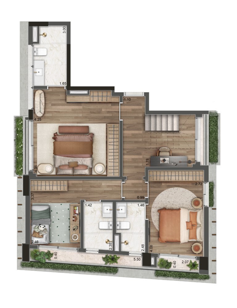 177 Jerônimo: 3 dorm 182m² duplex inferior