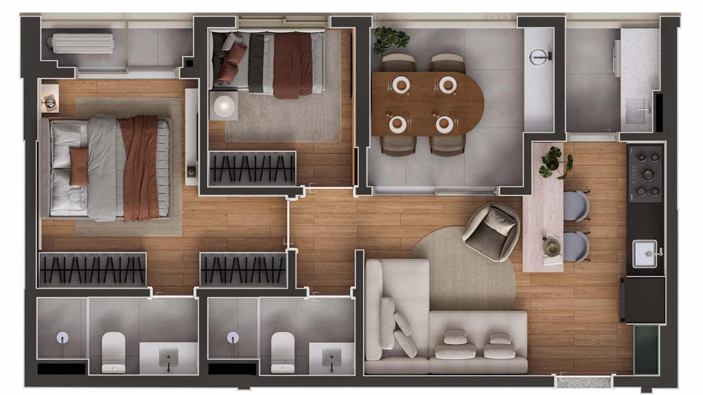 312 Jam Moema: 2 dorm 55m²