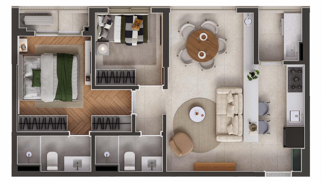 312 Jam Moema: 2 dorm 55m² opção
