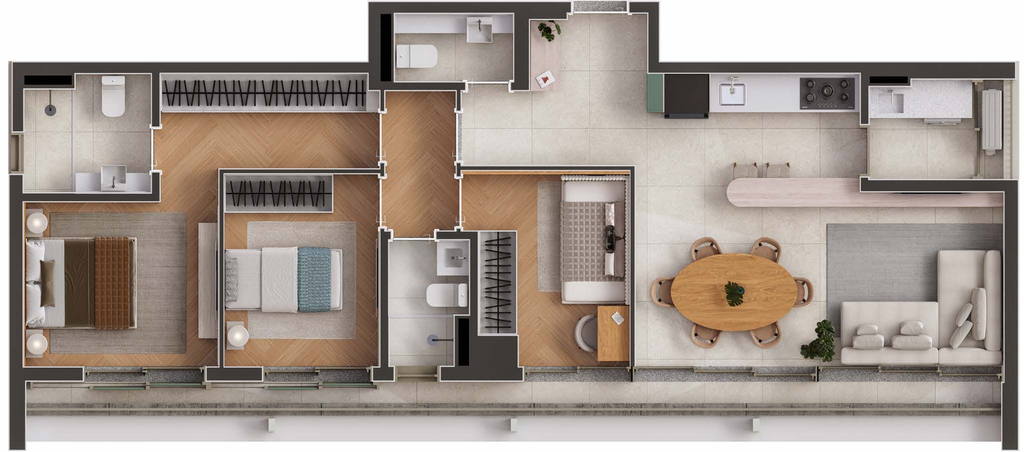312 Jam Moema: 3 dorm 88m² opção 05