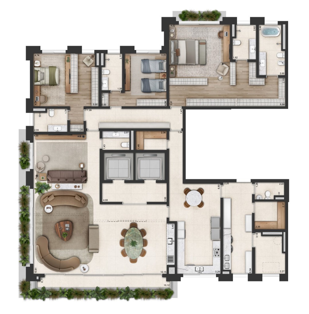Adolpho Lindenberg: 3 dorm 331m² opção