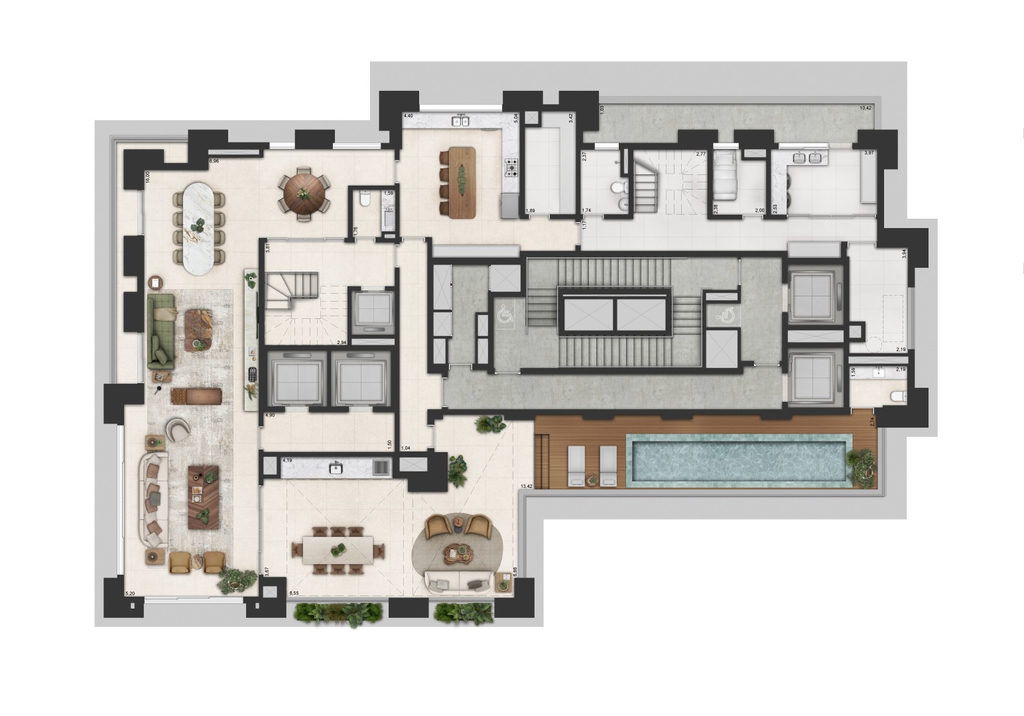Adolpho Lindenberg: 4 dorm 590m² cobertura duplex inferior