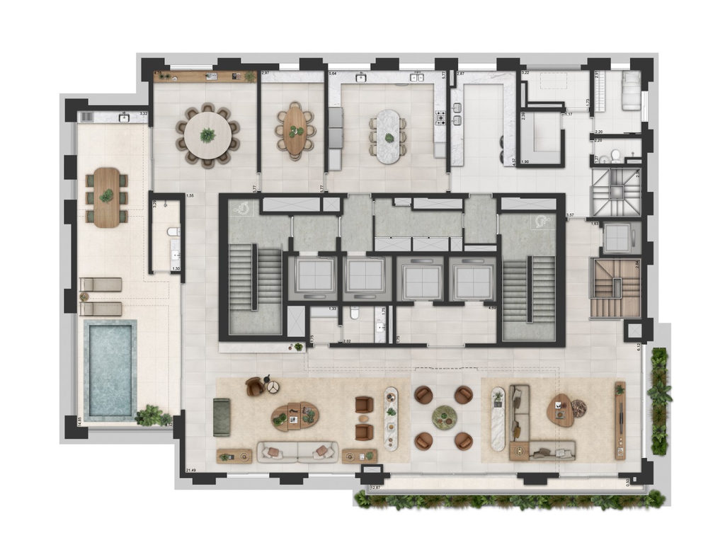 Adolpho Lindenberg: 5 dorm 894m² cobertura duplex inferior
