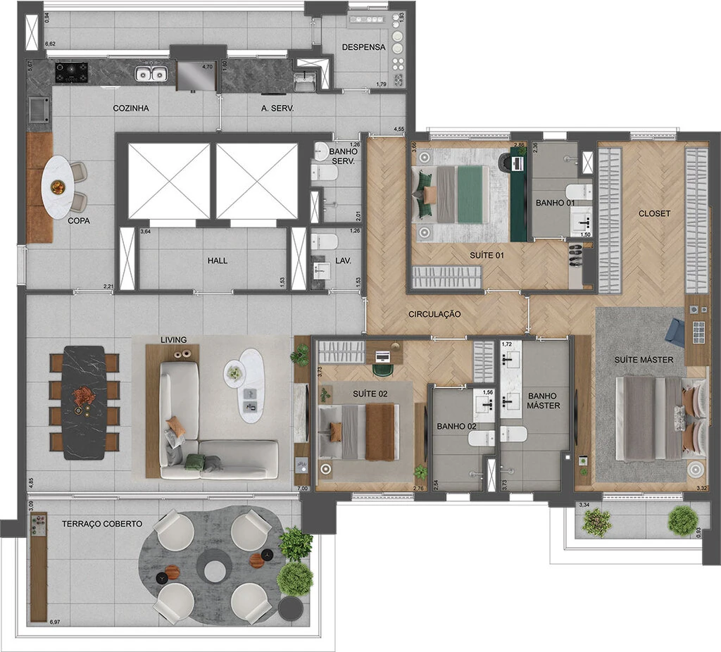 Agami Park Residences: 3 dorm 215m²