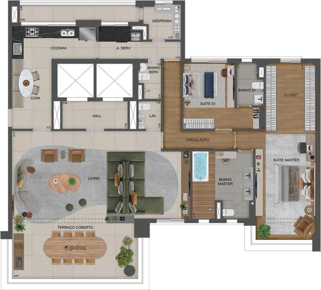 Agami Park Residences: 2 dorm 215m² opção