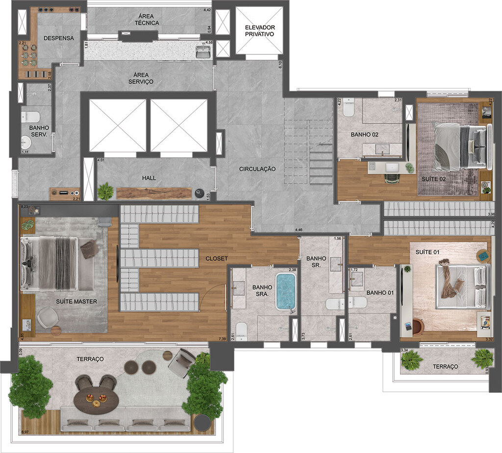 Agami Park Residences: 3 dorm 420m² cobertura duplex inferior