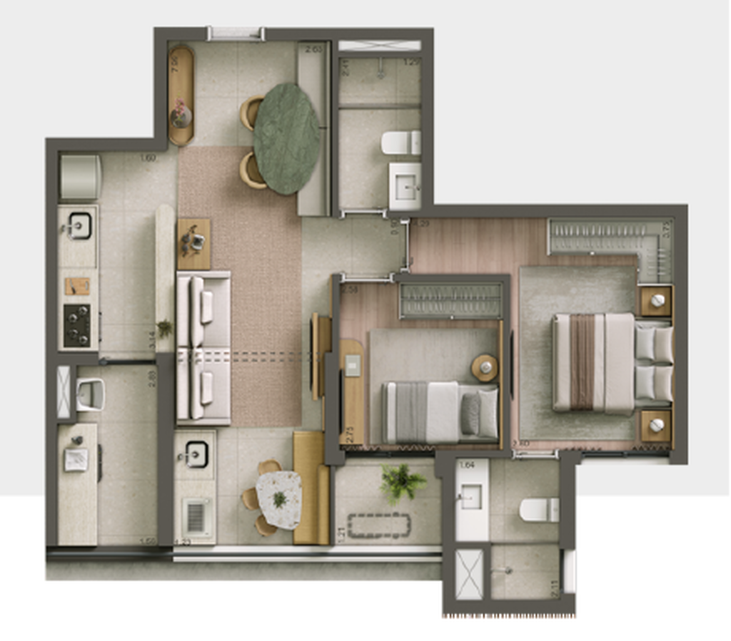 Alameda 45: 2 dorm 68m²