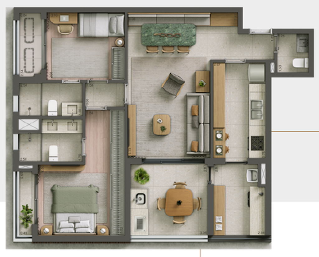 Alameda 45: 2 dorm 94m² opção