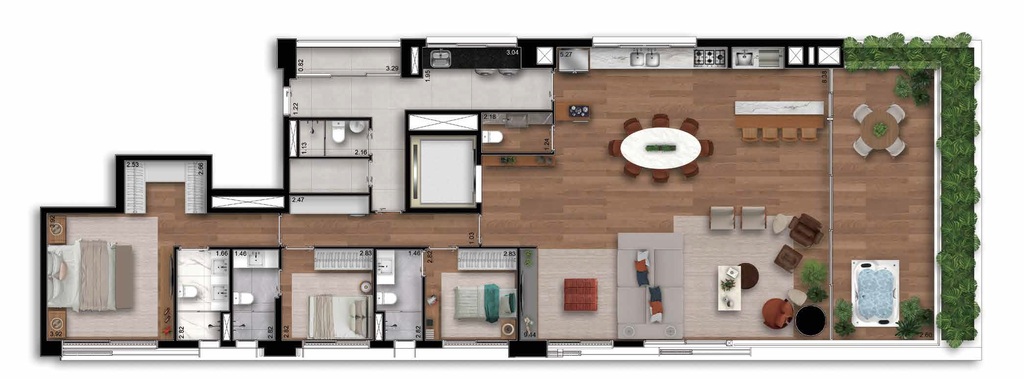Albero: 3 dorm 224m² garden