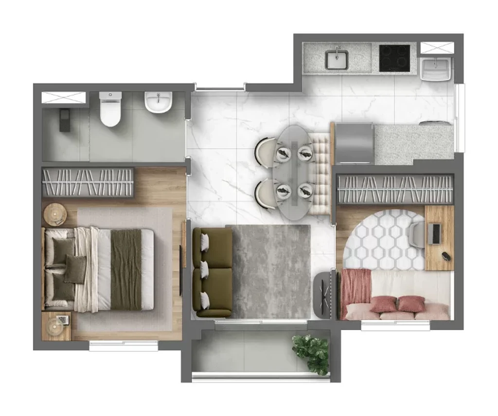 Alfredo Santo Amaro: 2 dorm 35m²