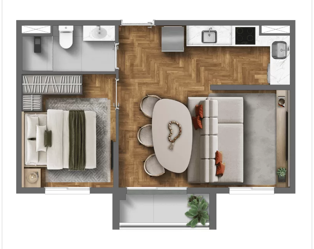 Alfredo Santo Amaro: 1 dorm 35m² opção 02