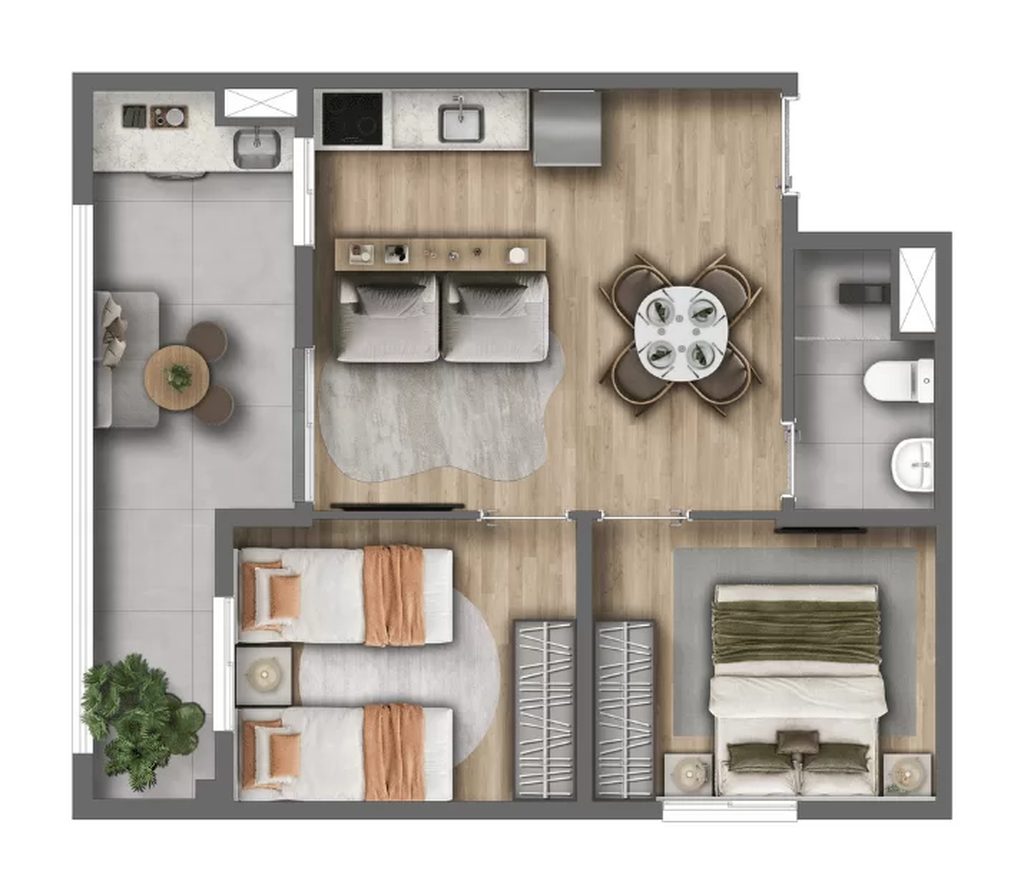 Alfredo Santo Amaro: 2 dorm 47m²