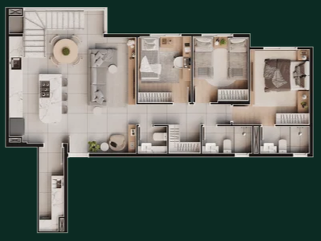 All Seasons: 3 dorm 170m² cobertura duplex inferior