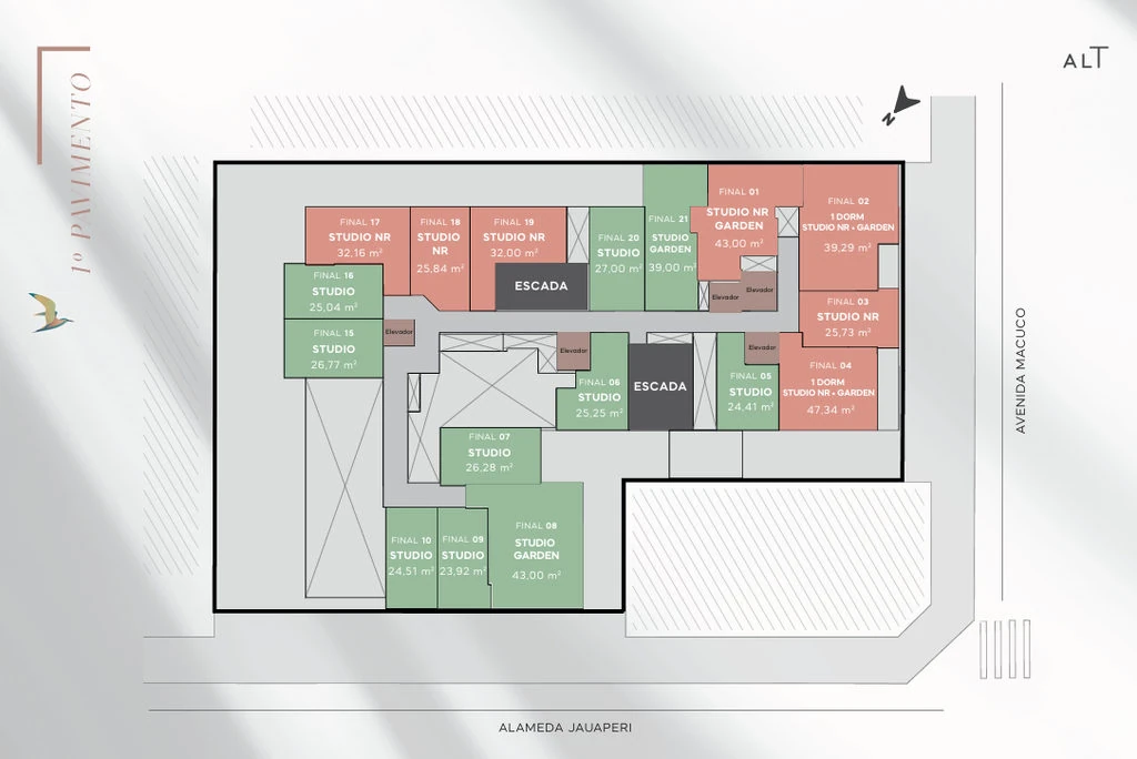 Alt Boutique Studios: Implantação 1º Pavimento