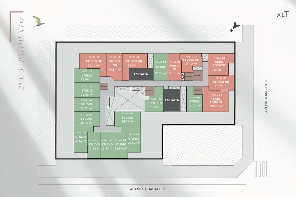 Alt Boutique Studios: Implantação 2º e 3º Pavimento