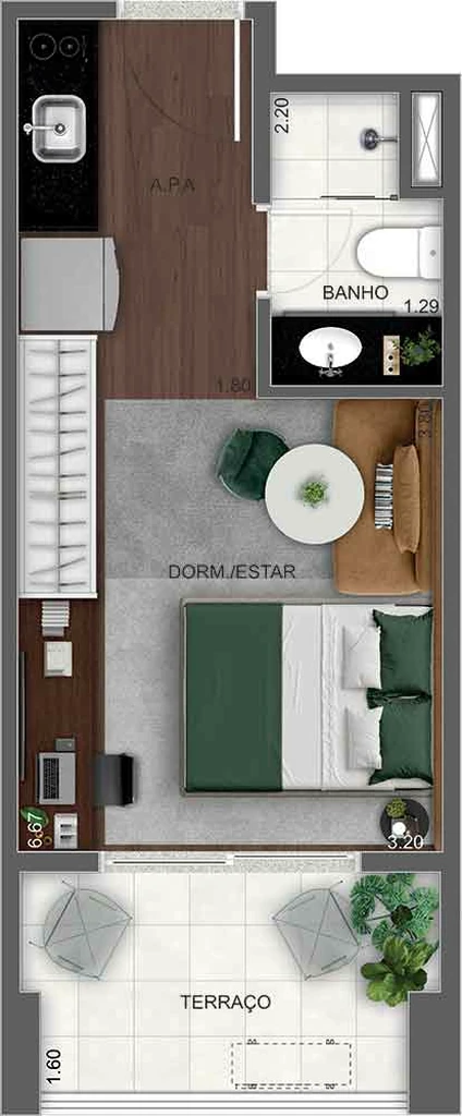 Alt Studios by Eztec: 1 dorm 28m² studio