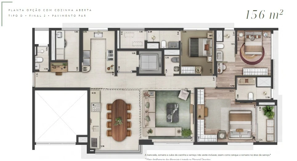 Altier Moema Pássaros: 3 dorm 156m²