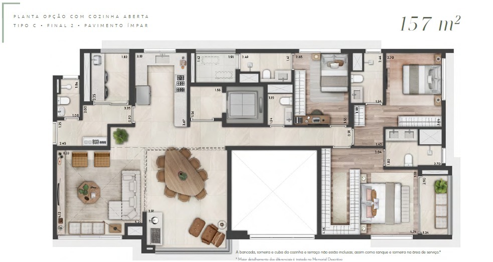 Altier Moema Pássaros: 3 dorm 157m²