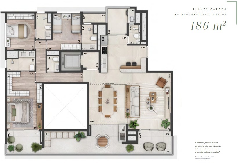 Altier Moema Pássaros: 3 dorm 186m²