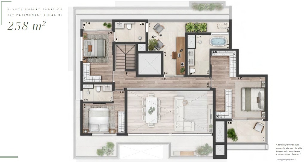 Altier Moema Pássaros: 3 dorm 258m² cobertura superior