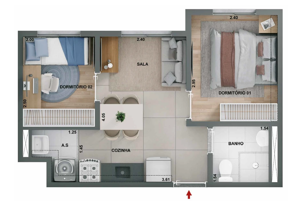 Alto Chácara Santo Antônio: 2 dorm 32m²