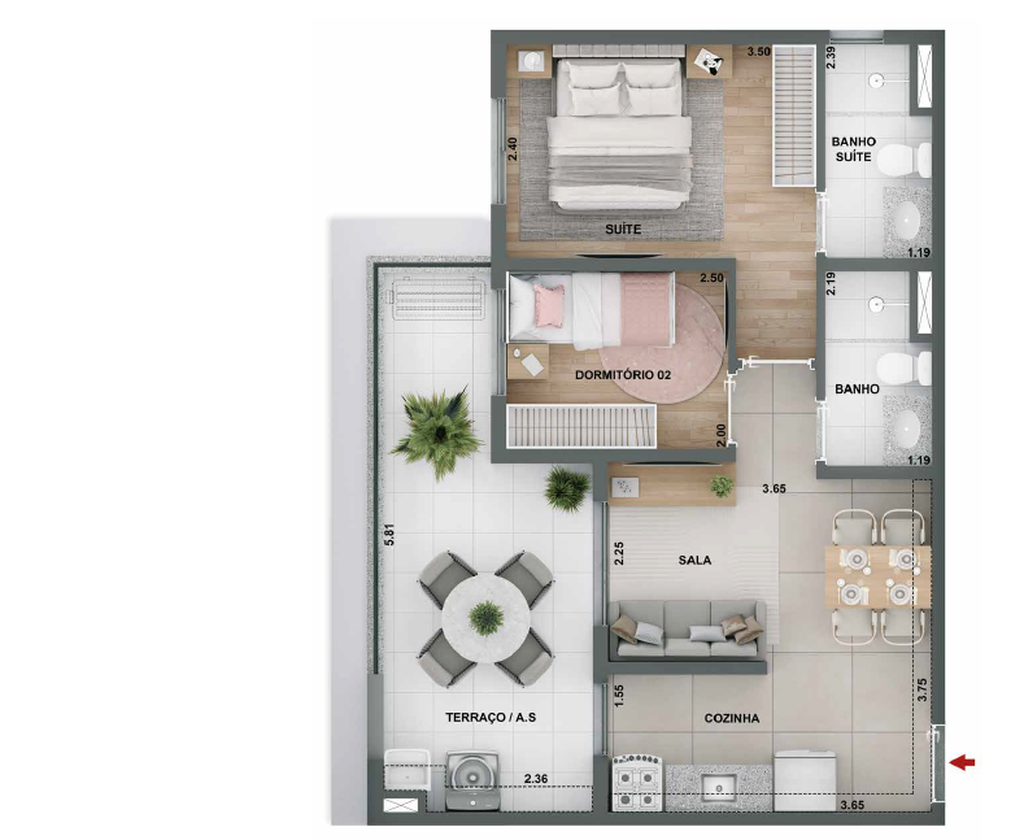 Alto Chácara Santo Antônio: 2 dorm 53m²