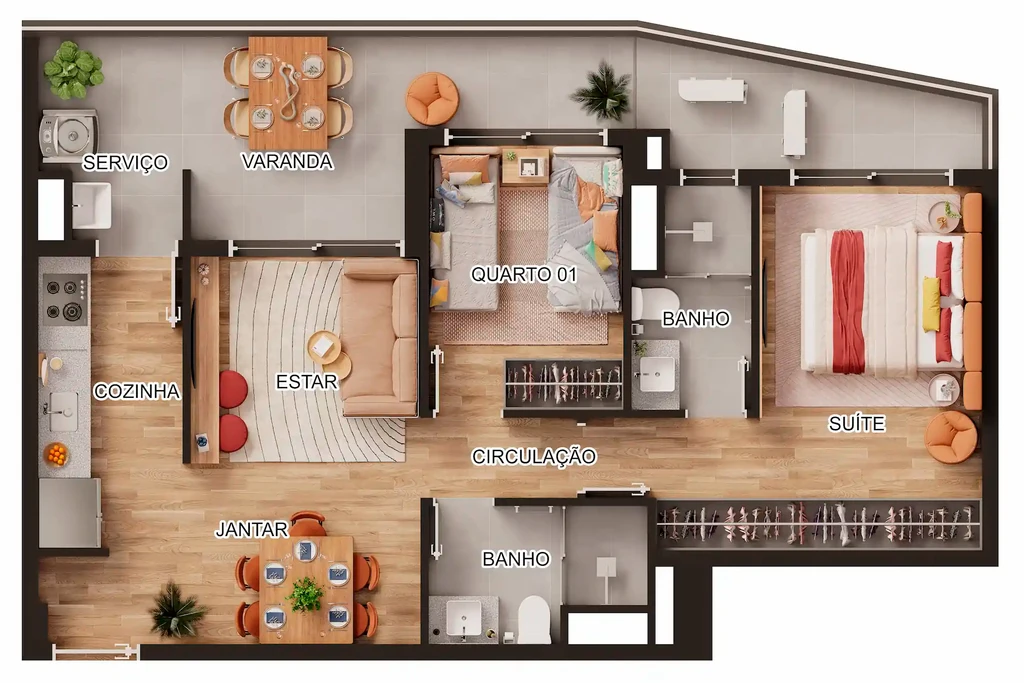 Altus Nova Klabin: Tipo B 2 dorms 1 suíte