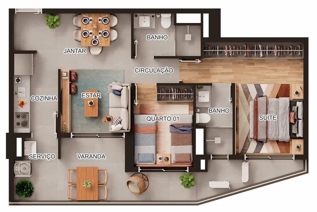 Altus Nova Klabin: Tipo C 2 dorms 1 suíte