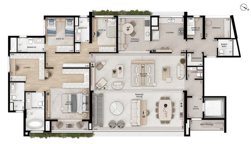Ampére Brooklin: 3 dorm 262m² opção 2