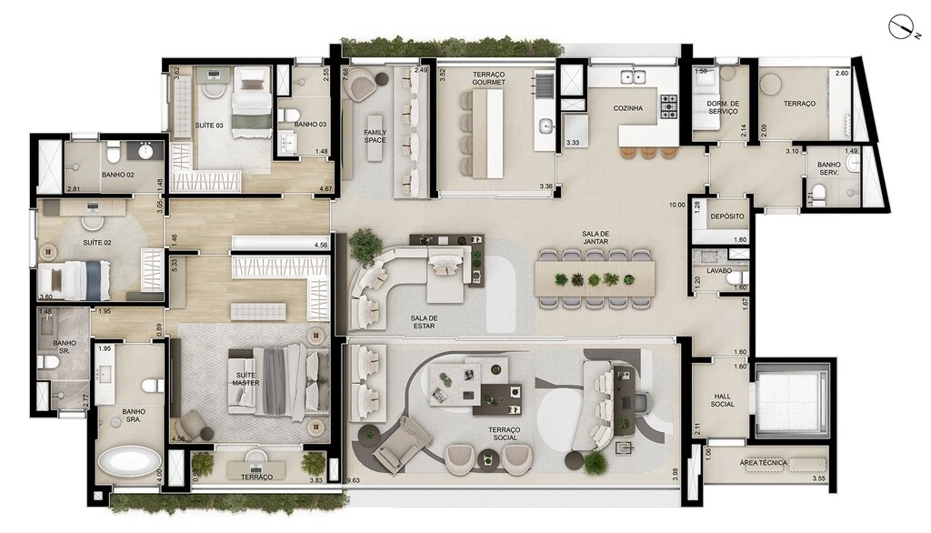Ampére Brooklin: 3 dorm 262m² opção 3