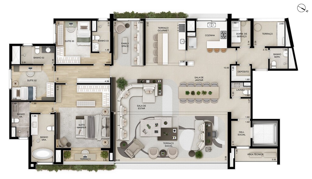 Ampére Brooklin: 3 dorm 262m² opção 4