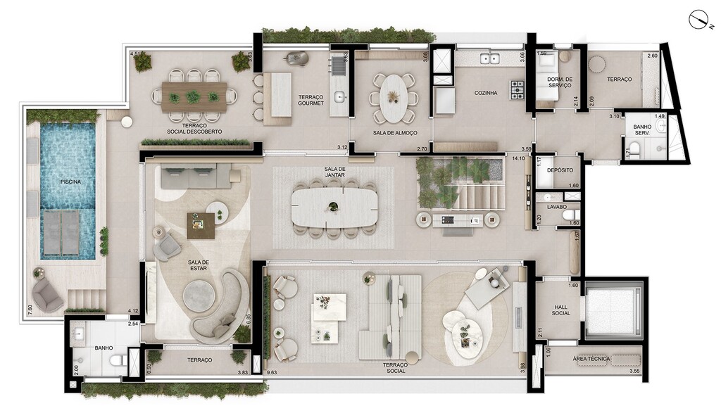 Ampére Brooklin: 4 dorm 482m² cobertura duplex inferior