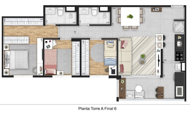 AR Planalto: 3 dorm 80 01m²