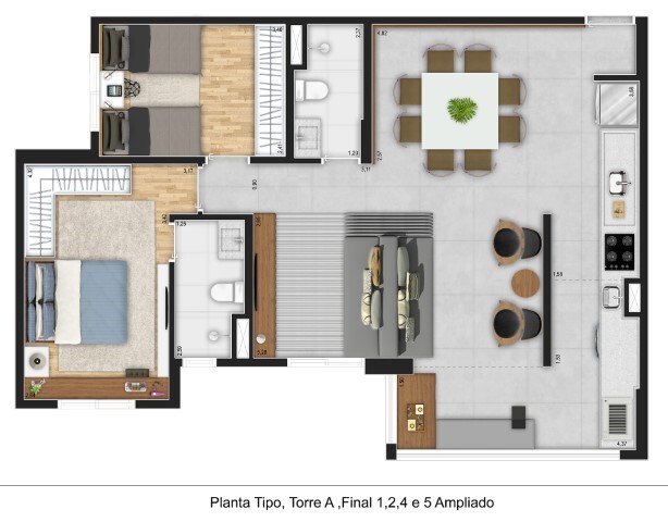 AR Planalto: 2 dorm 80 40m² opção