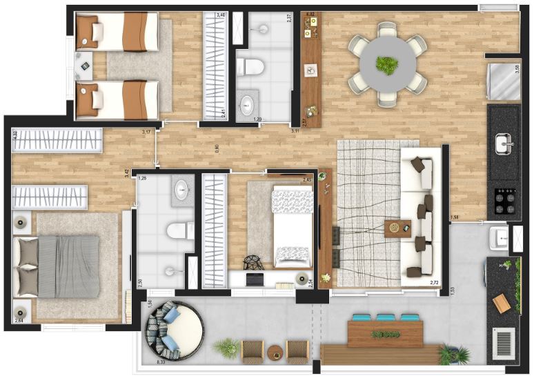 AR Planalto: 3 dorm 87m² garden