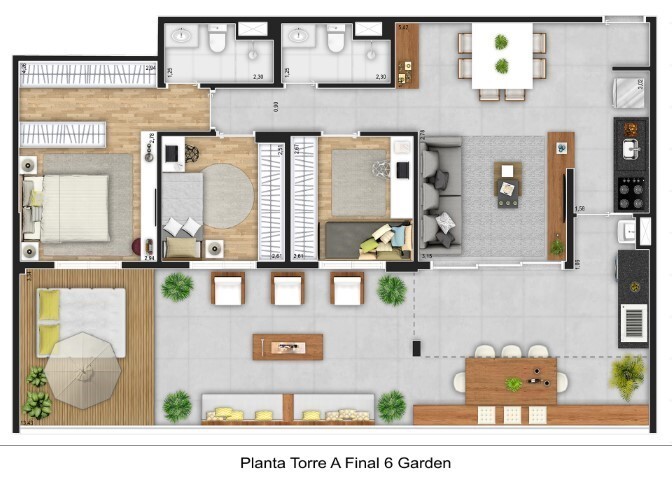 AR Planalto: 3 dorm 118 33m² garden opção